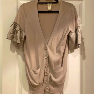 Beautiful taupe gray short sleeve cardigan